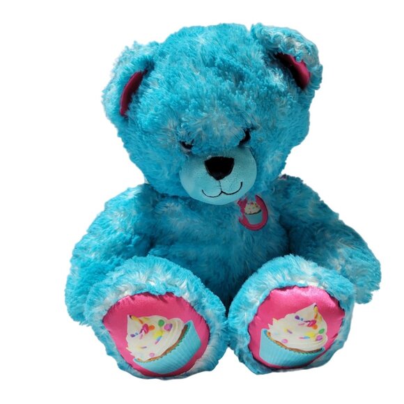 Build A Bear Birthday Cupcake Teddy 15 inch Plush Blue Celebrate Stuffed Animal - Picture 1 of 7